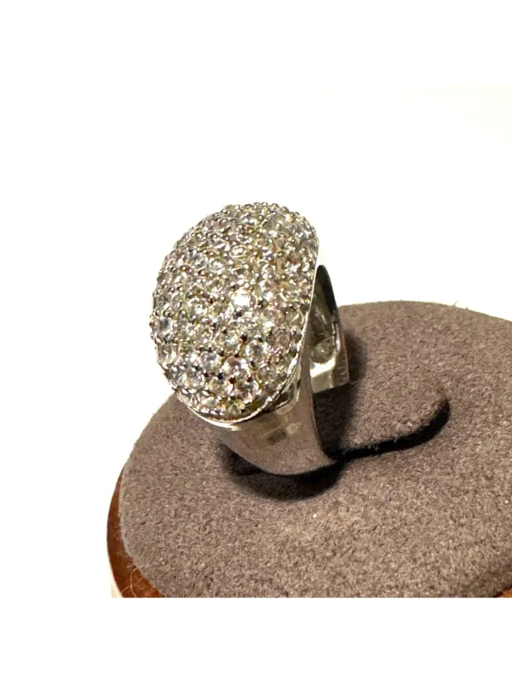 Sterling Silver 925 Pavé Cubic Zirconia Tapered Band Cocktail Ring Size 4.75